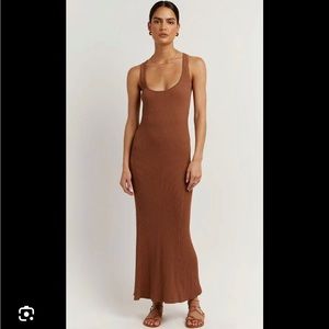 DISSH VICTORIA MOCHA KNIT MIDI DRESS - XS